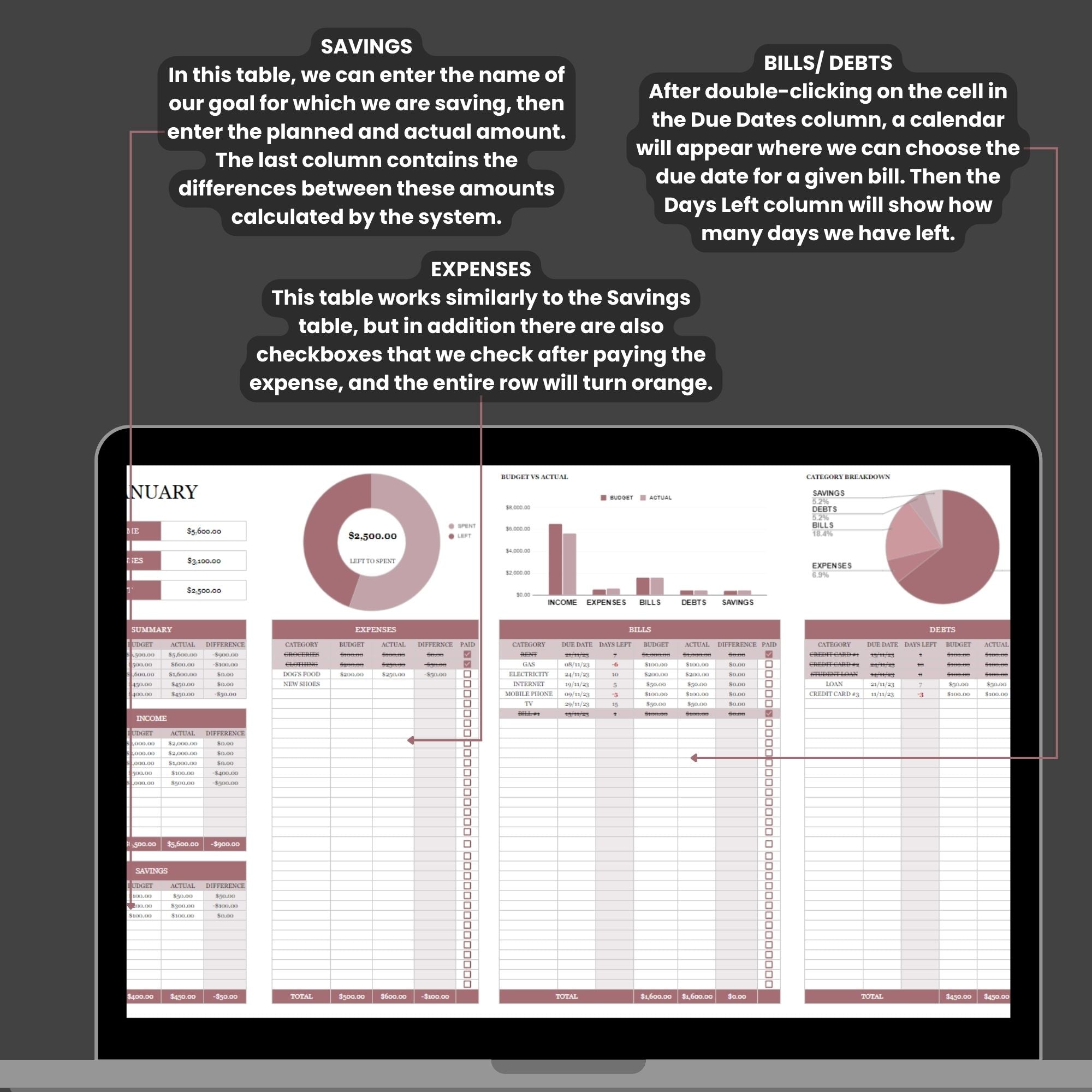 Annual finance tracker